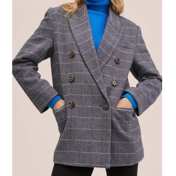 Mango Oversized Herringbone Wool Blazer - Picture 6 of 14